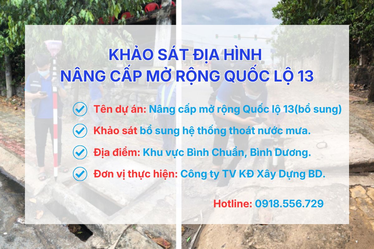 Khảo sát địa hình nâng cấp mở rộng Quốc lộ 13