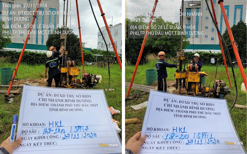 Hình 1: Khoan khảo sát địa chất dự án ĐTXD Trụ Sở BIDV Chi nhánh Bình Dương