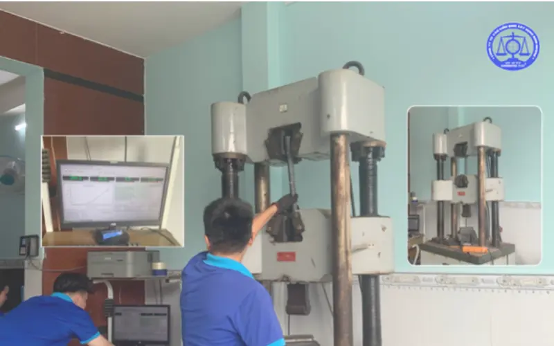 Minh họa quy trình thí nghiệm kéo thép tại công ty Kiểm Định Xây Dựng Bình Dương