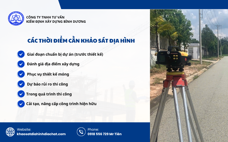 Các thời điểm cần khảo sát địa hình