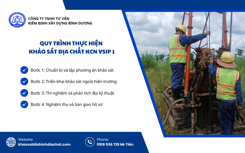 Quy trình thực hiện khảo sát địa chất KCN VSIP 1
