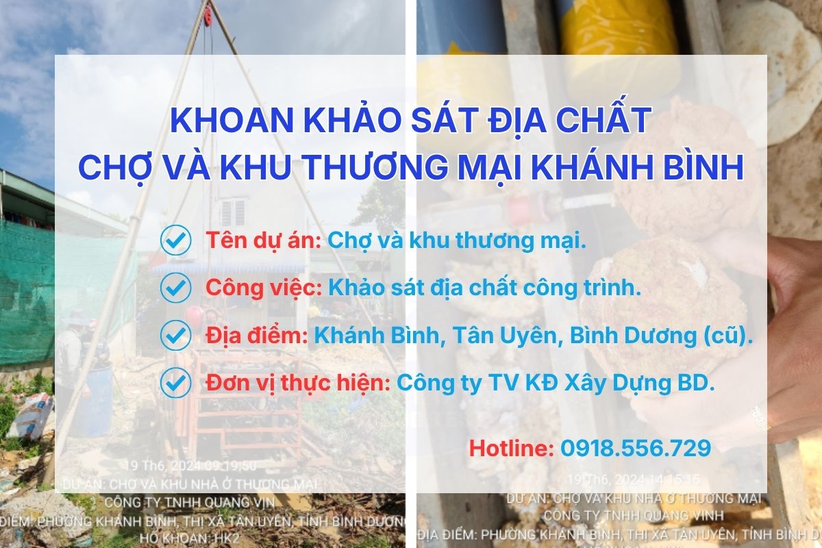 Khoan khảo sát địa chất tại dự án chợ và khu thương mại tại Khánh Bình Bình Dương