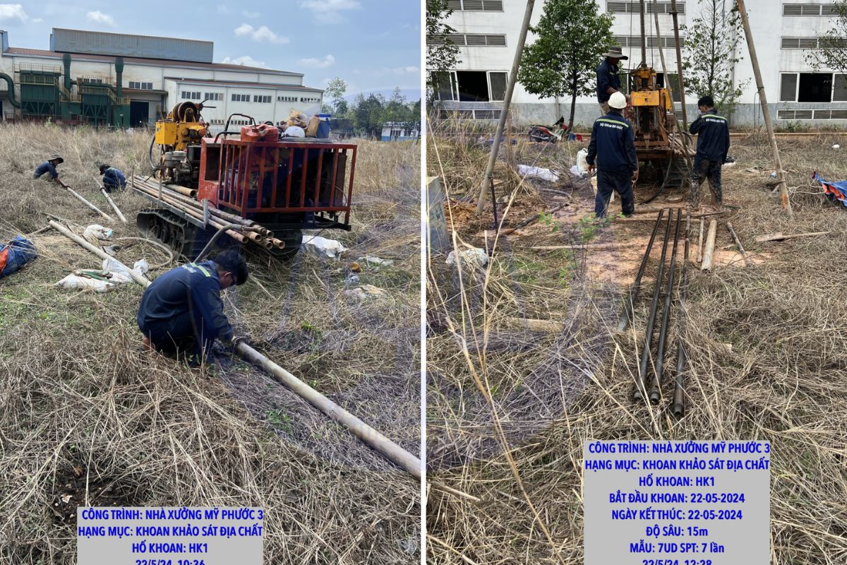Hình ảnh thi công khảo sát địa chất tại Nhà xưởng Mỹ Phước 3