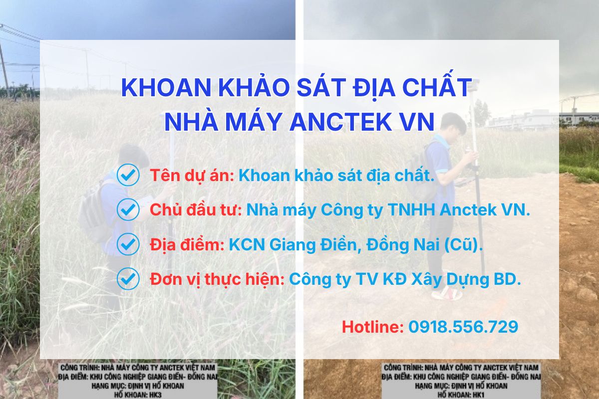 Khoan khảo sát địa chất cho dự án Nhà máy Anctek Việt Nam